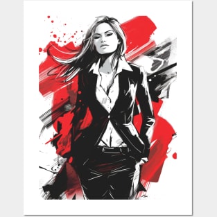 Black Ink Business Woman Posters and Art